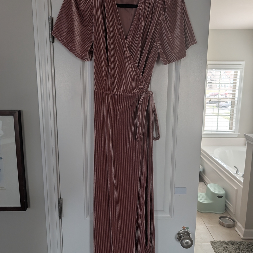 Velvet Mauve Pink Wrap Dress